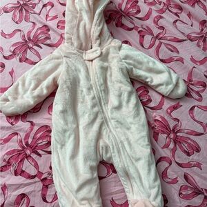 Carter’s Baby Girl Pink Fleece Snowsuit 3M Hooded One-Piece.